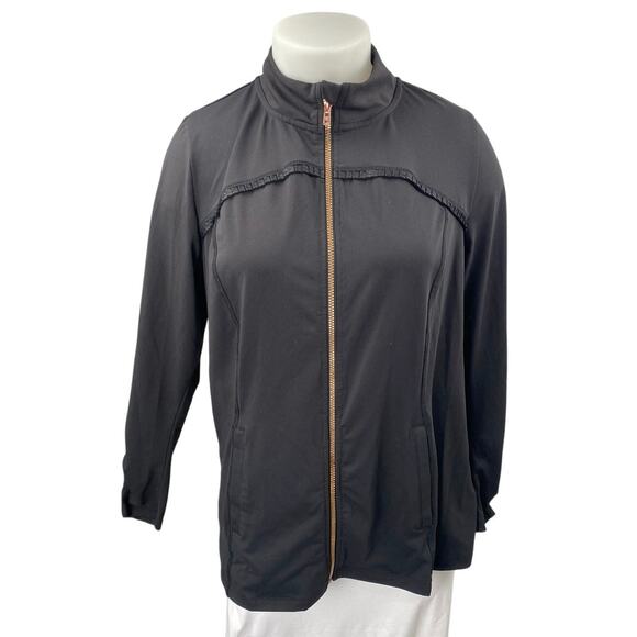 Livi Women's Black Full Zip High Neck Long Sleeve Bomber Coat Jacket Size 14/16 - Picture 1 of 3